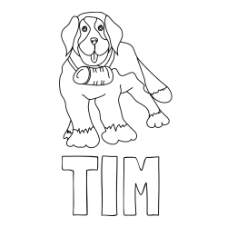 Online izdelana pobarvanka - Pobarvanka imena TIM in pobarvanka velikega psa