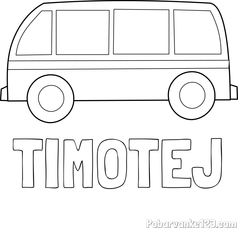 Pobarvanka imena TIMOTEJ in avtobus