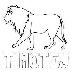 Online izdelana pobarvanka - Pobarvanka imena TIMOTEJ in otroška pobarvanka leva