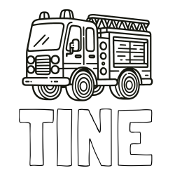 Online izdelana pobarvanka - Pobarvanka imena TINE in pobarvanka gasilskega avtomobila