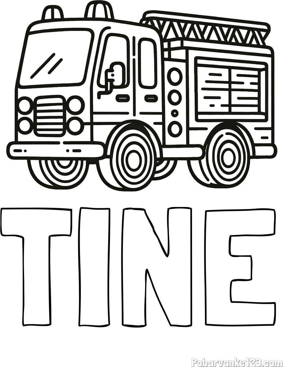 Pobarvanka imena TINE in pobarvanka gasilskega avtomobila