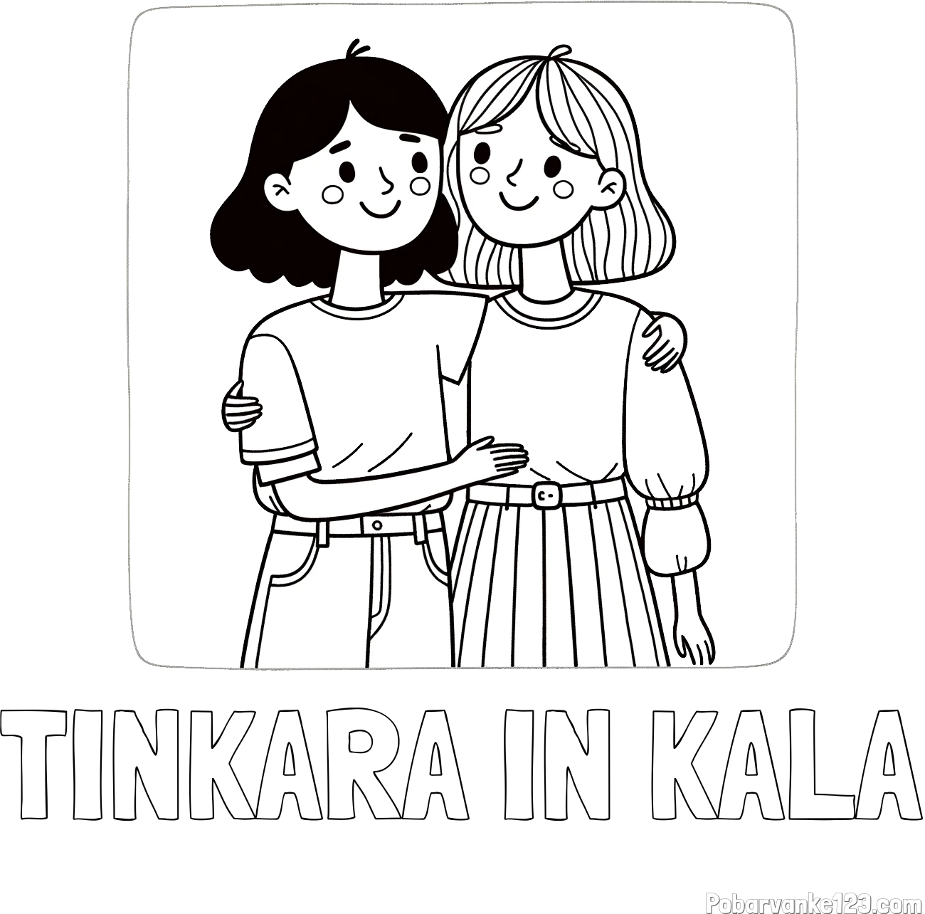Pobarvanka imena TINKARA IN KALA in otroška pobarvanka dveh prijateljic