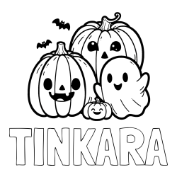 Online izdelana pobarvanka - Pobarvanka imena TINKARA in pobarvanka duhca in buč za noč čarovnic