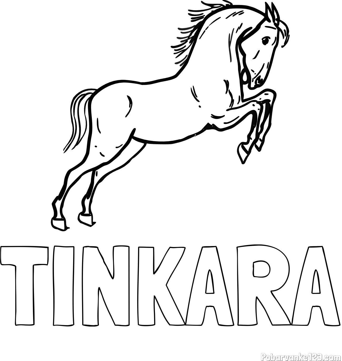 Pobarvanka imena TINKARA in pobarvanka konja v skoku