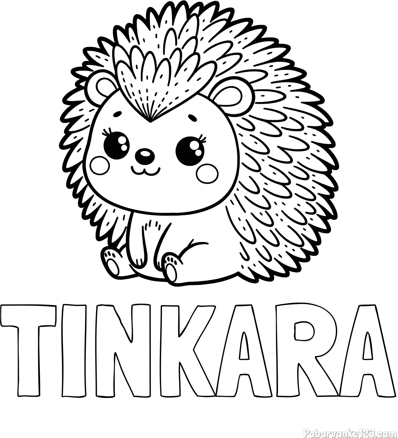 Pobarvanka imena TINKARA in pobarvanka nasmejanega ježka