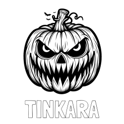 Online izdelana pobarvanka - Pobarvanka imena TINKARA in pobarvanka zlobne buče za noč čarovnic