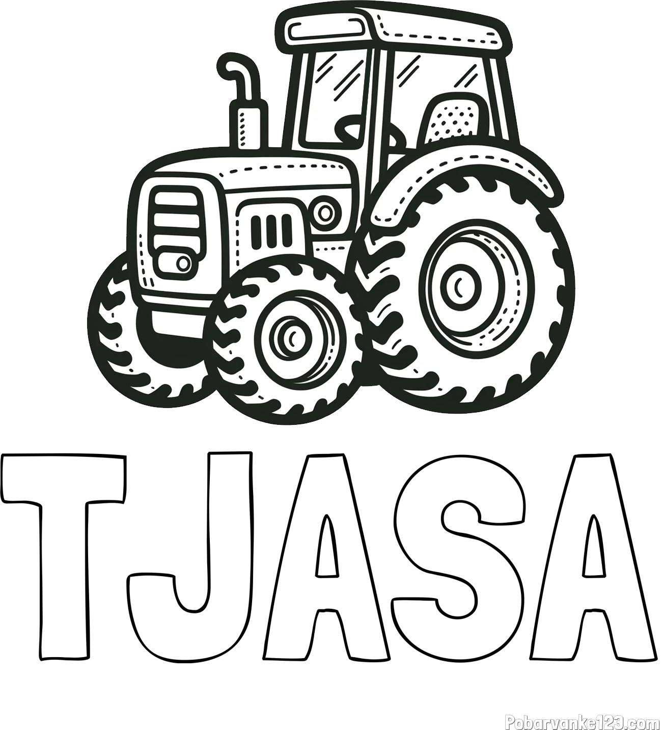Pobarvanka imena TJAŠA in pobarvanka čudovitega traktorja