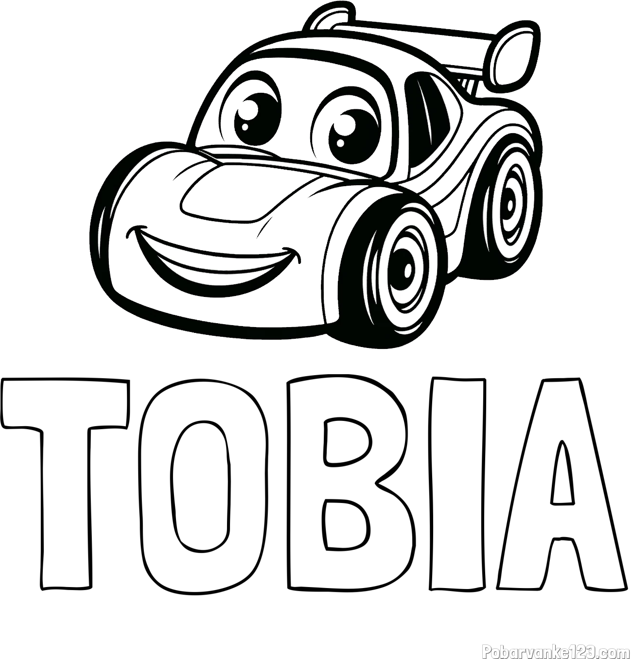 Pobarvanka imena TOBIA in pobarvanka otroškega avtomobila