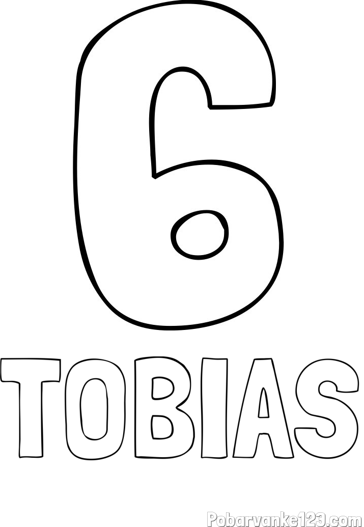 Pobarvanka imena TOBIAS in pobarvanka številke šest (6)