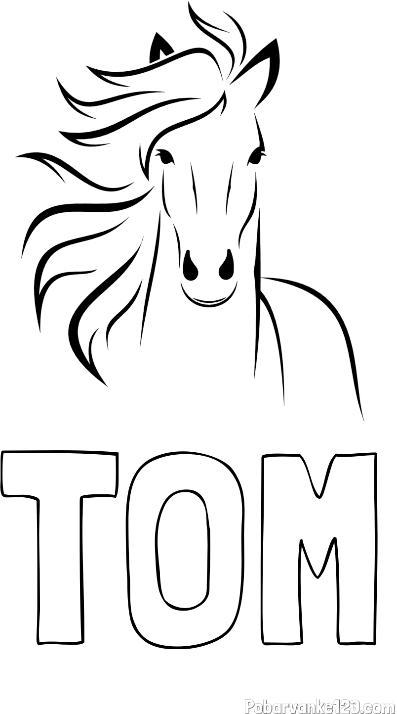 Pobarvanka imena TOM in lepa pobarvanka konja