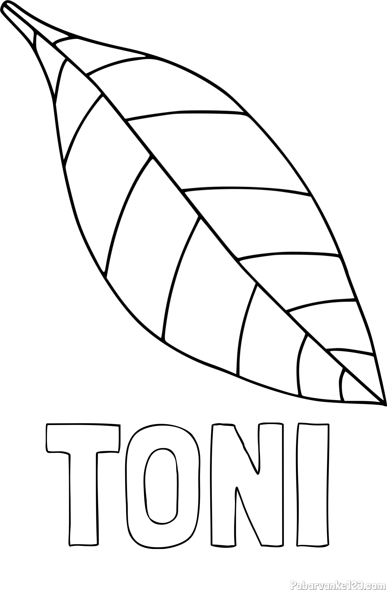 Pobarvanka imena TONI in pobarvanka preprostega lista