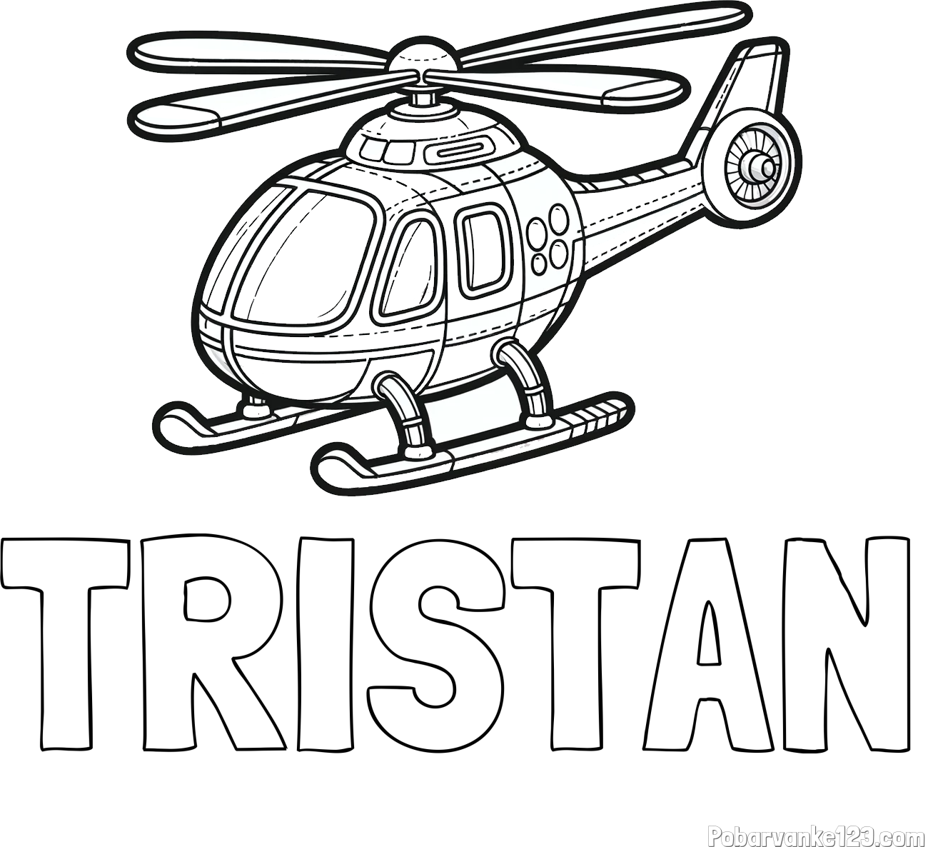Pobarvanka imena TRISTAN in pobarvanka helikopterja
