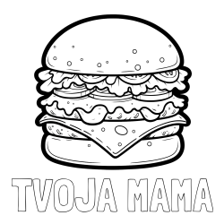 Pobarvanka imena TVOJA MAMA in pobarvanka hamburger