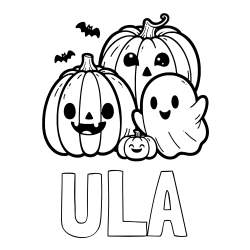 Online izdelana pobarvanka - Pobarvanka imena ULA in pobarvanka duhca in buč za noč čarovnic