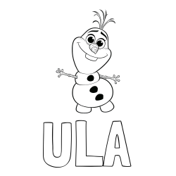Online izdelana pobarvanka - Pobarvanka imena ULA in pobarvanka prisrčnega snežaka Olaf