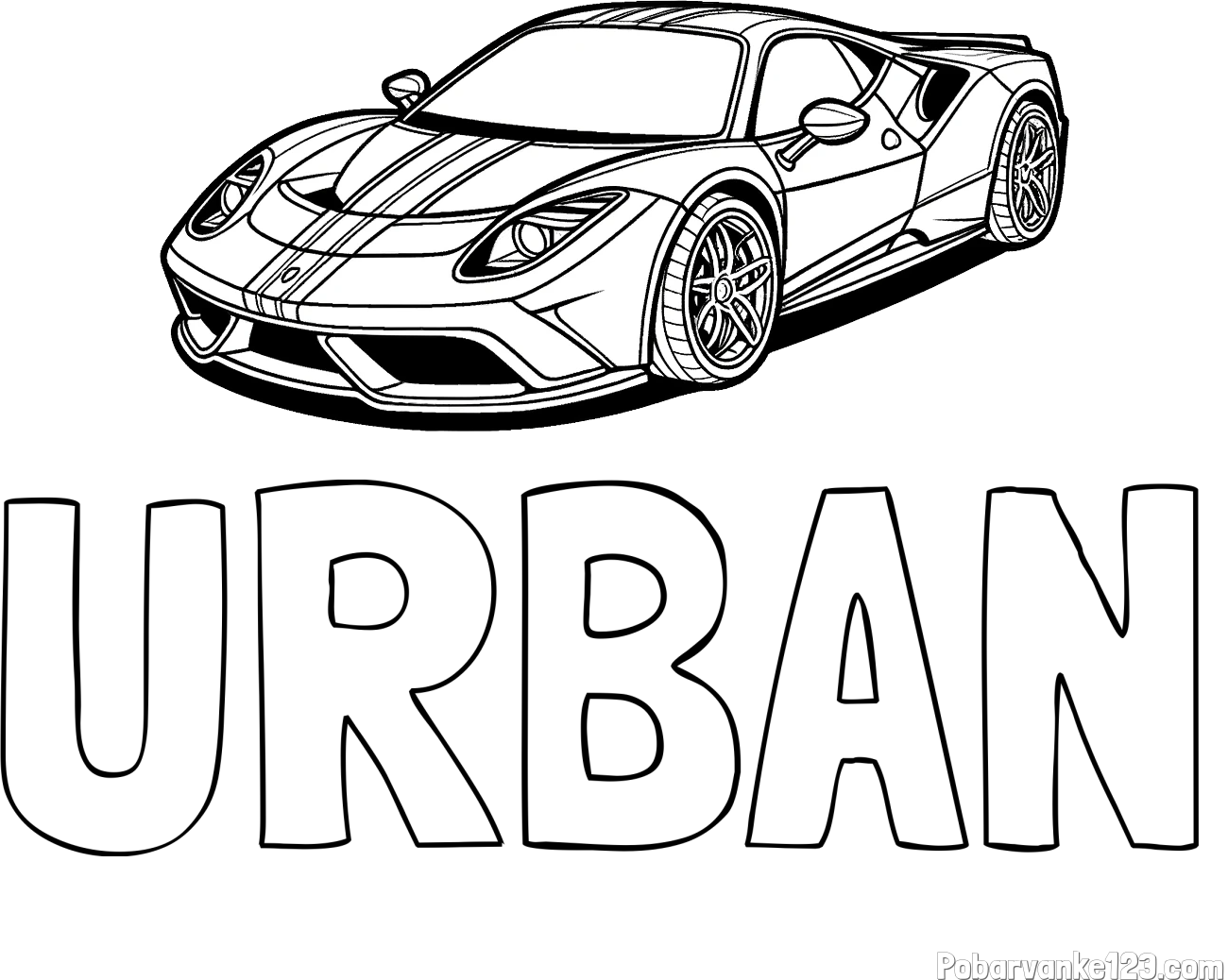 Pobarvanka imena URBAN in pobarvanka čudovitega športnega avtomobila