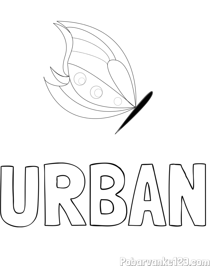 Pobarvanka imena URBAN in pobarvanka metulj