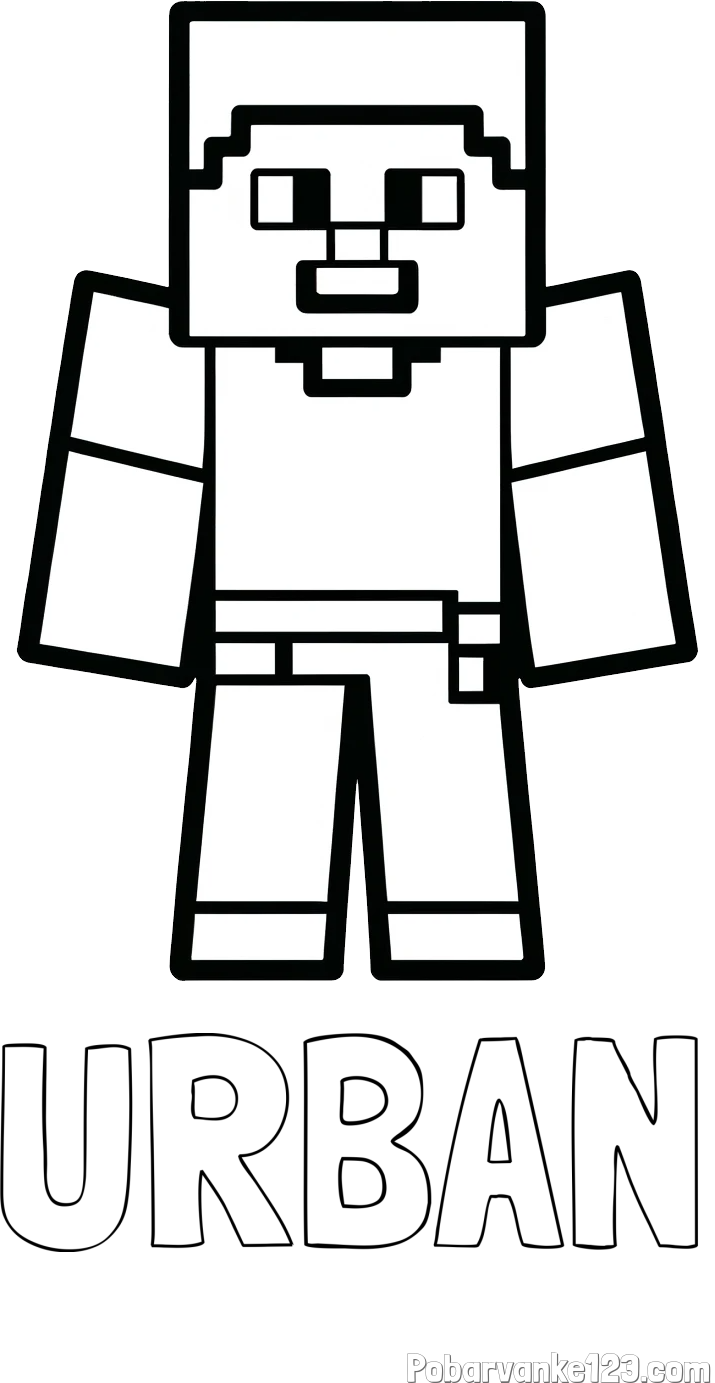 Pobarvanka imena URBAN in pobarvanka Minecraft figurice