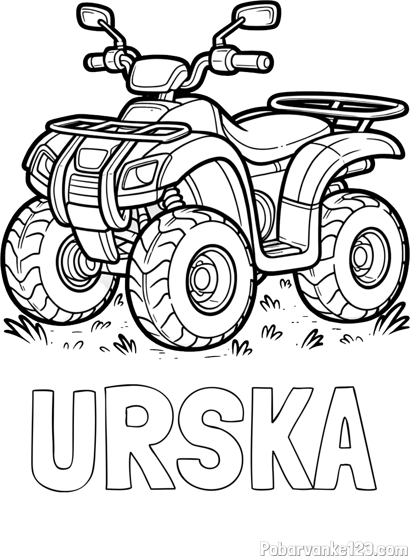 Pobarvanka imena URŠKA in pobarvanka velikega štirikolesnika