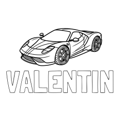 Online izdelana pobarvanka - Pobarvanka imena VALENTIN in pobarvanka dirkalnega avtomobila