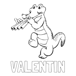 Online izdelana pobarvanka - Pobarvanka imena VALENTIN in pobarvanka veselega krokodila