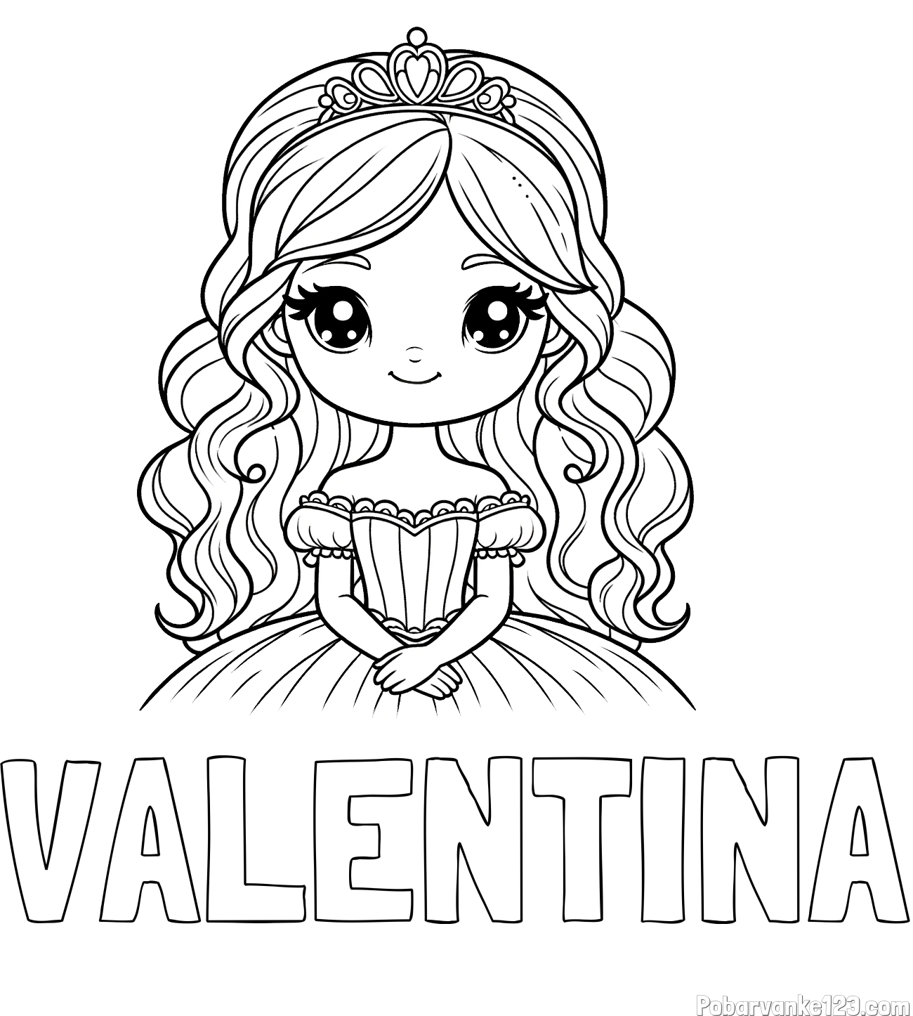 Pobarvanka imena VALENTINA in pobarvanka ljubke princese