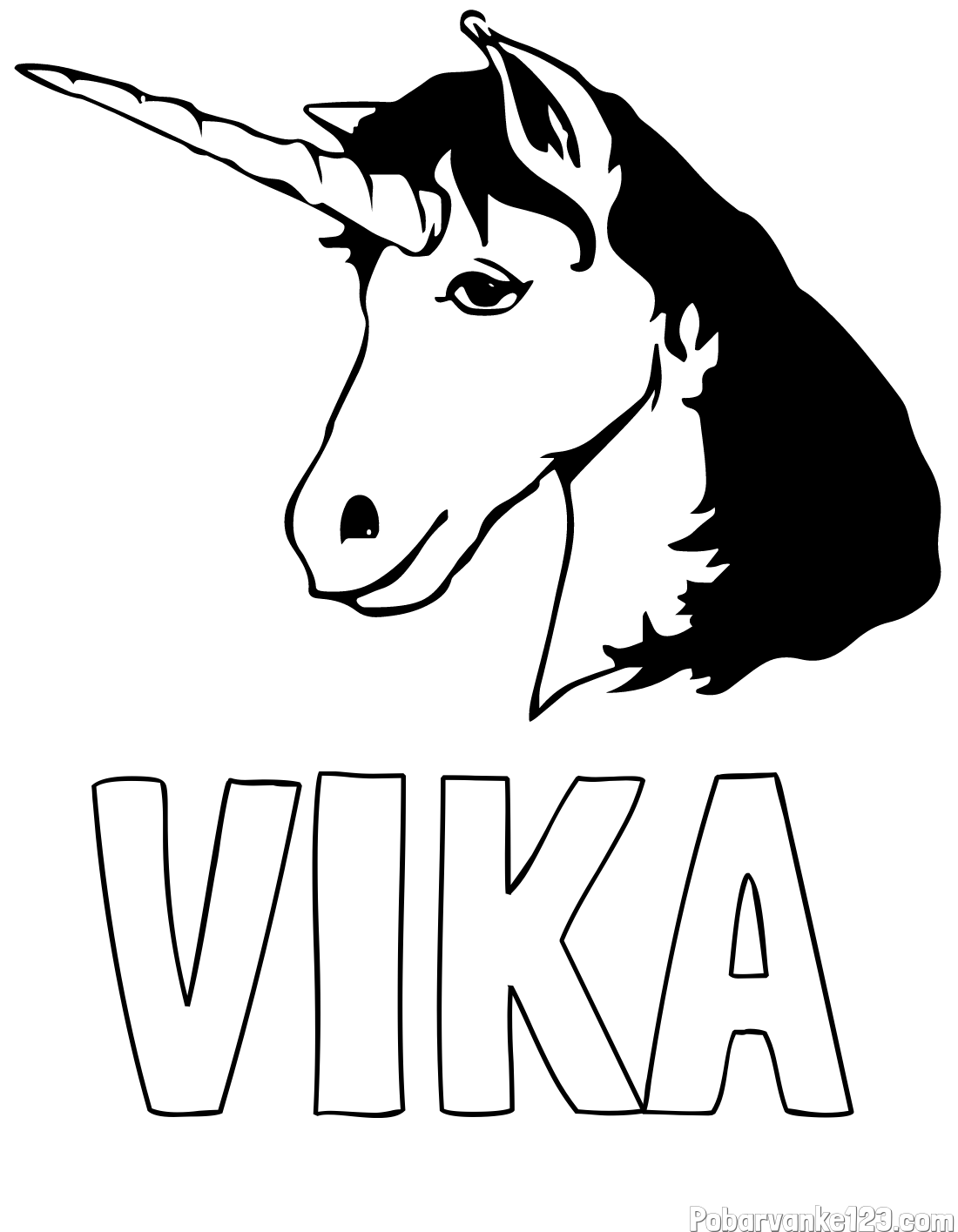 Pobarvanka imena VIKA in pobarvanka samorog