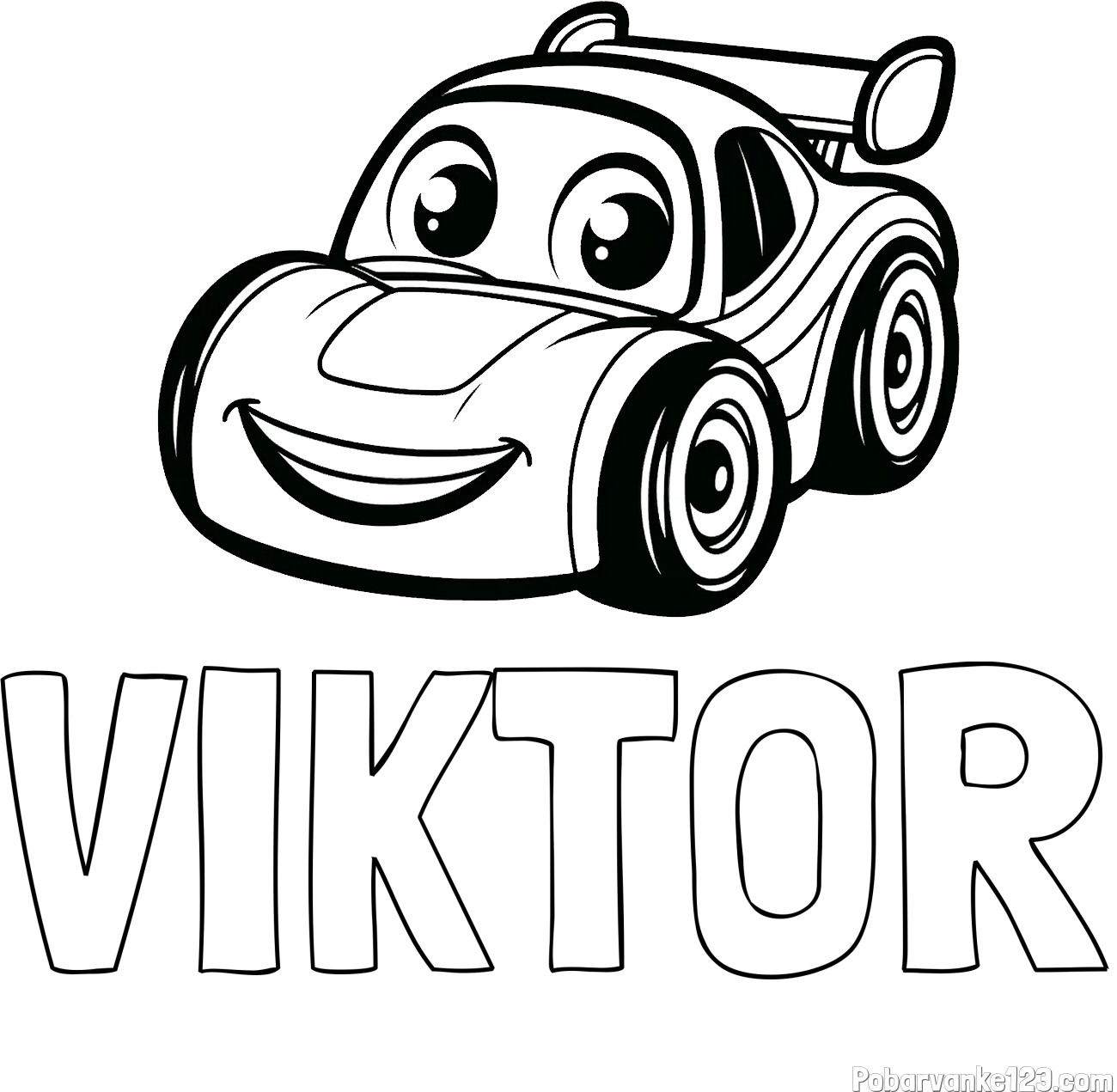 Pobarvanka imena VIKTOR in pobarvanka otroškega avtomobila