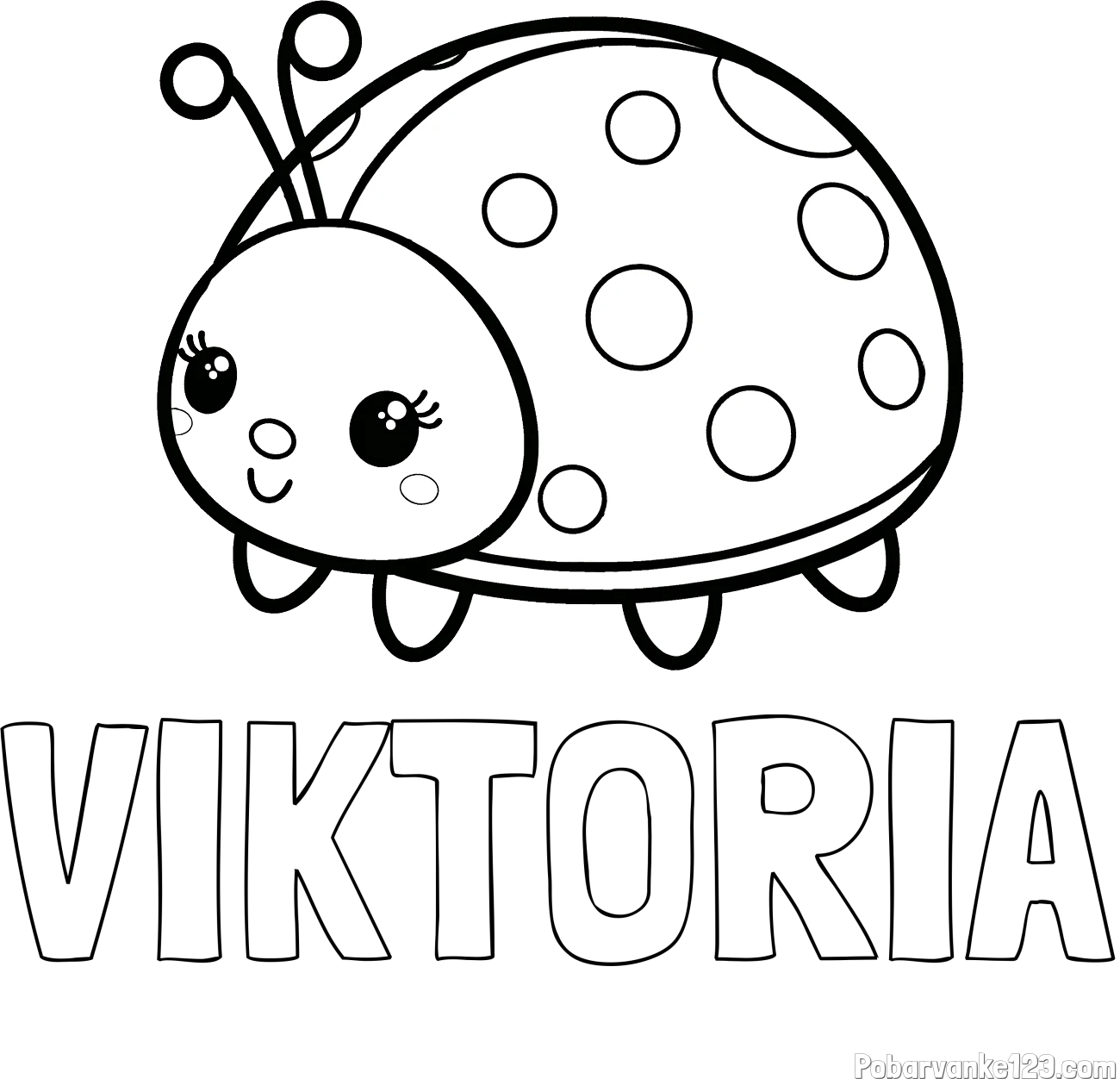 Pobarvanka imena VIKTORIA in pobarvanka ljubke pikapolonice