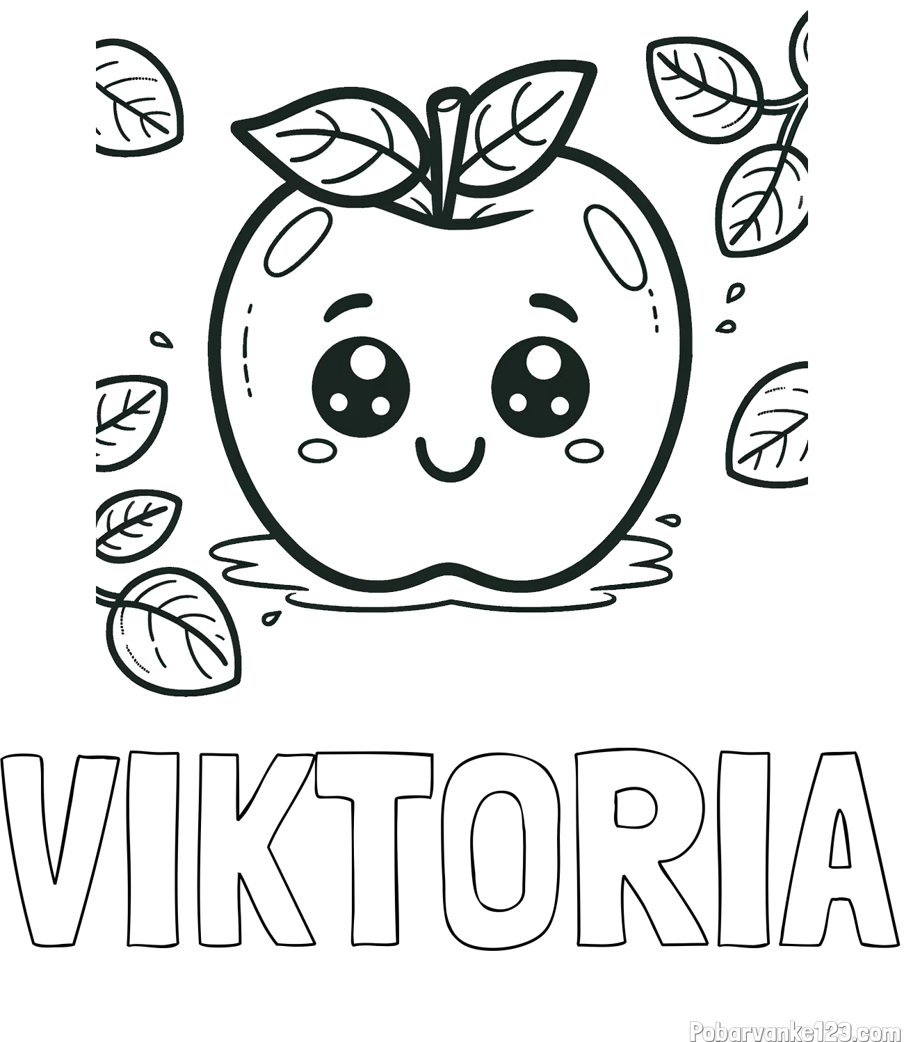 Pobarvanka imena VIKTORIA in pobarvanka nasmejane jabolke