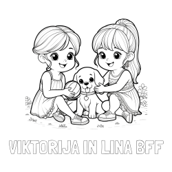 Online izdelana pobarvanka - Pobarvanka imena VIKTORIJA IN LINA BFF in pobarvanka prijateljic s kužkom