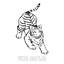 Online izdelana pobarvanka - Pobarvanka imena VITA SOFIJA in pobarvanka velikega tigra