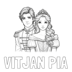 Online izdelana pobarvanka - Pobarvanka imena VITJAN PIA in pobarvanka princa in princeske