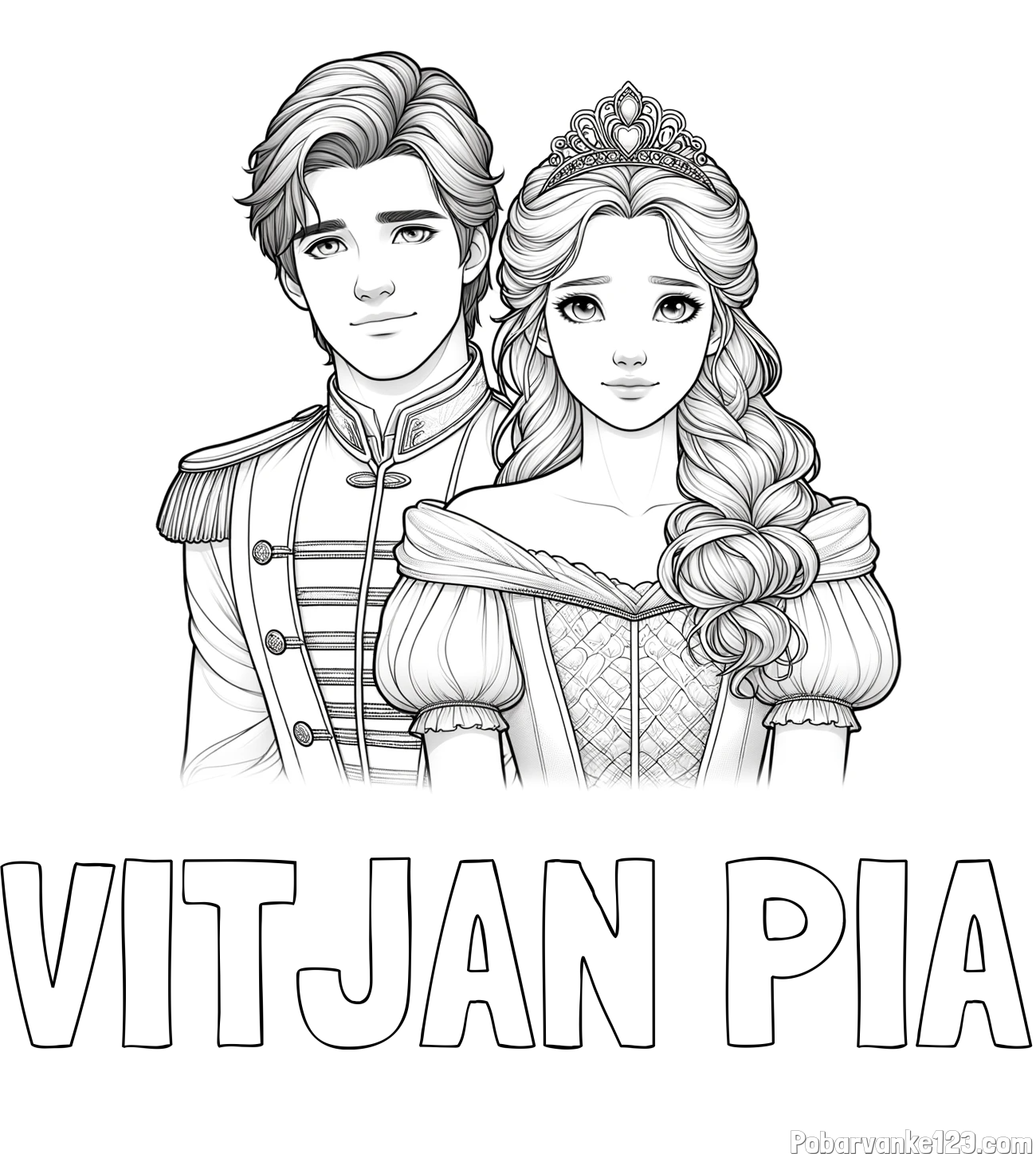 Pobarvanka imena VITJAN PIA in pobarvanka princa in princeske