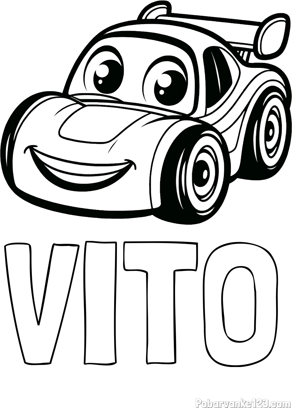 Pobarvanka imena VITO in pobarvanka otroškega avtomobila