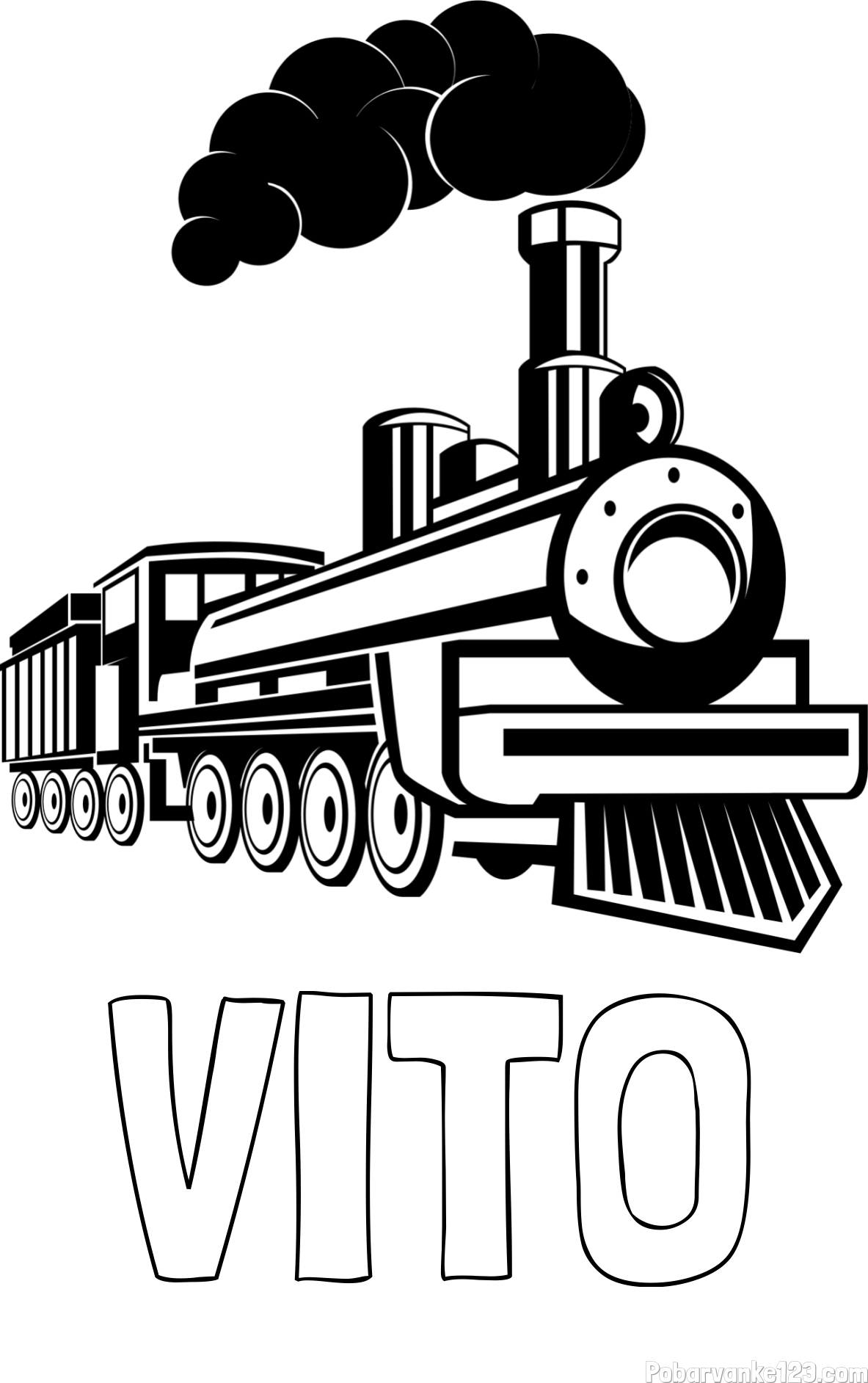 Pobarvanka imena VITO in pobarvanka velike lokomotive