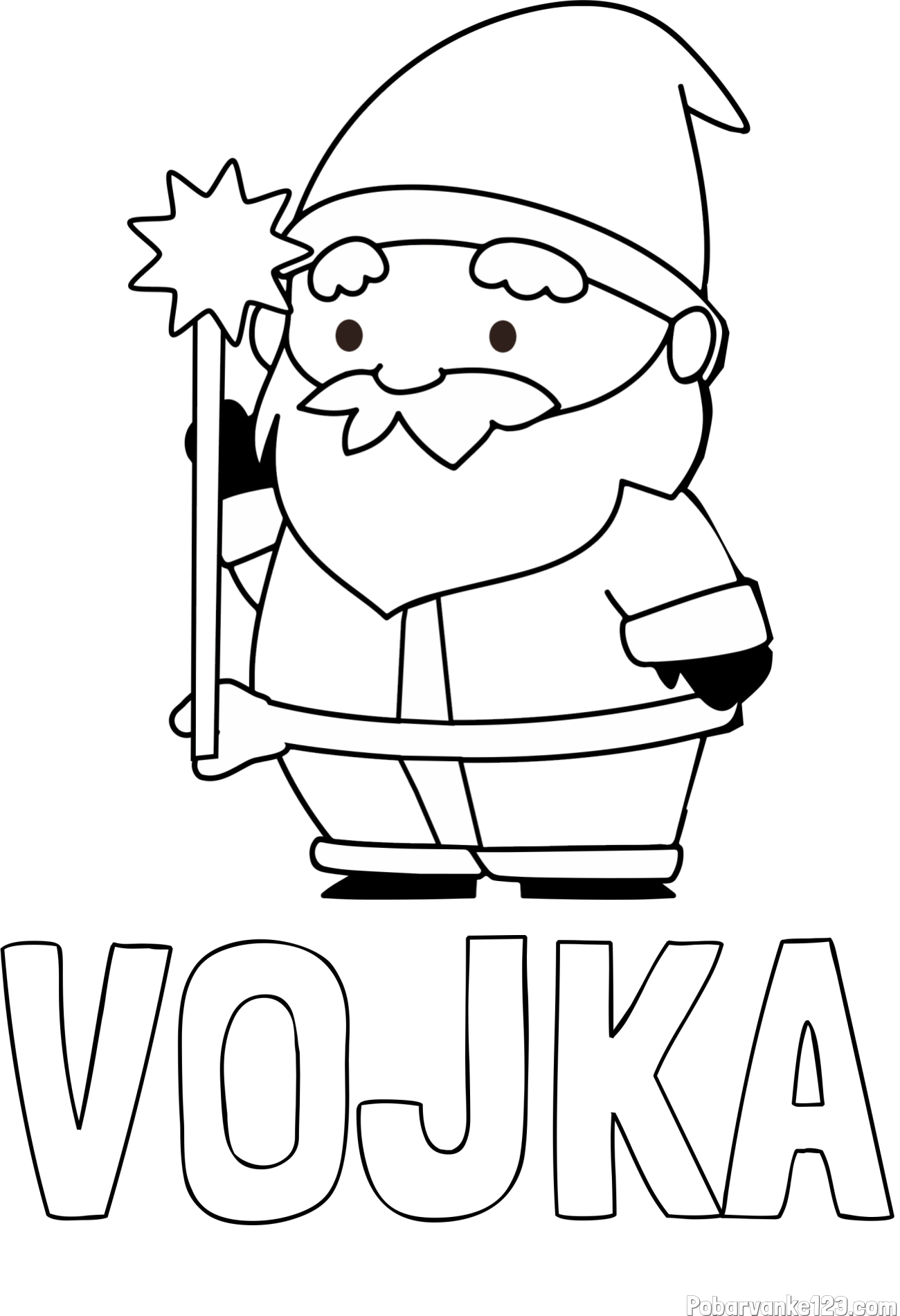 Pobarvanka imena VOJKA in dedek Mraz