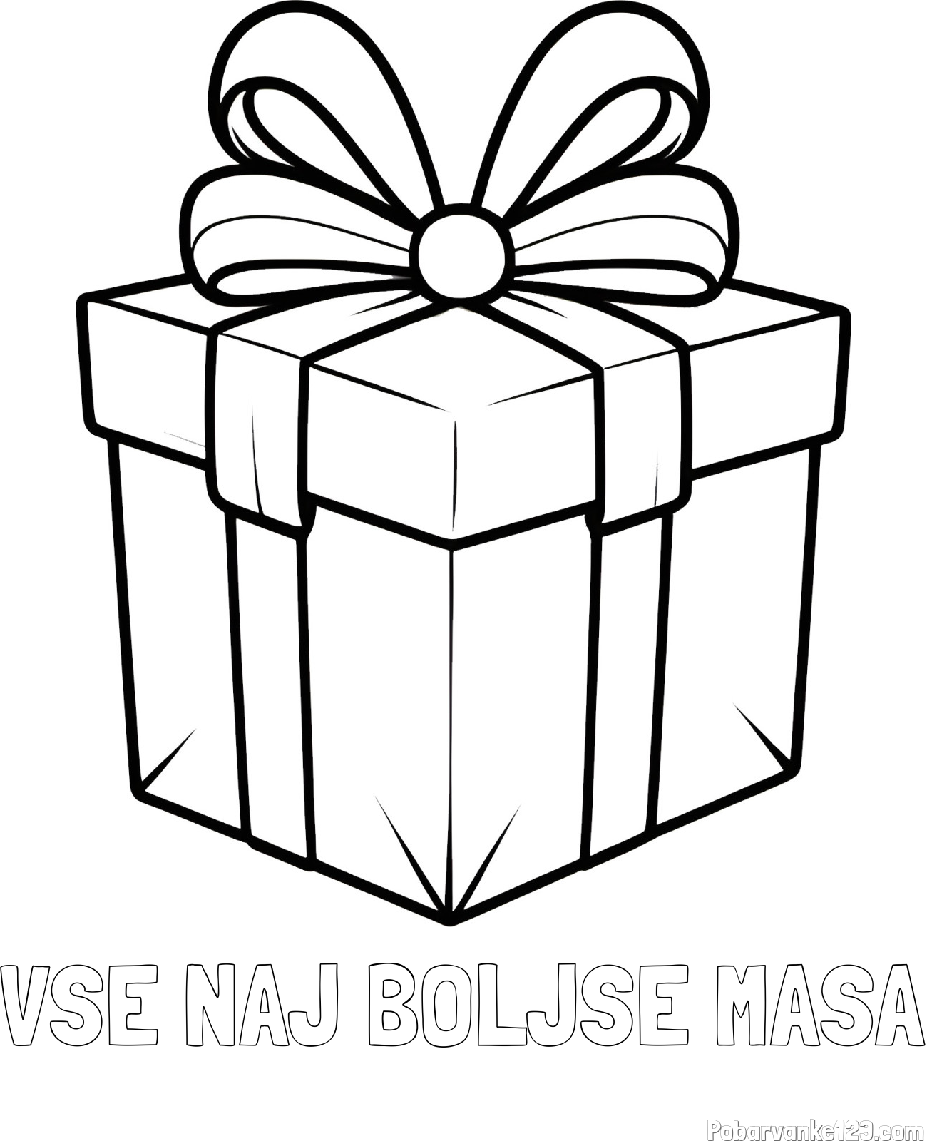 Pobarvanka imena VSE NAJ BOLJŠE MAŠA in pobarvanka darilne škatle s pentljo