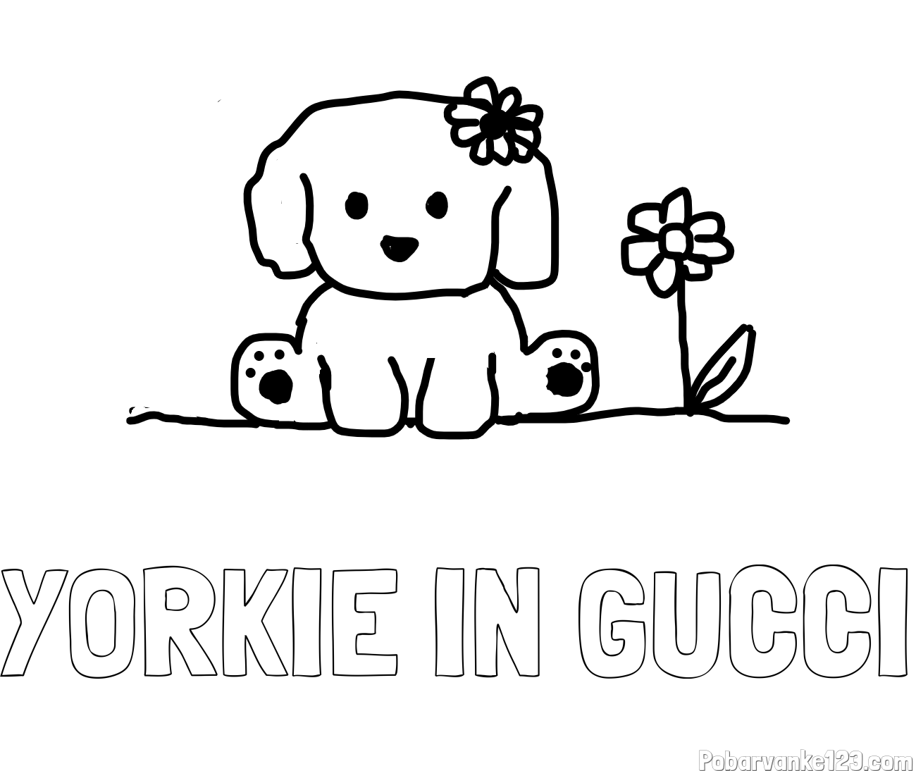 Pobarvanka imena YORKIE IN GUCCI in KUŽIKA