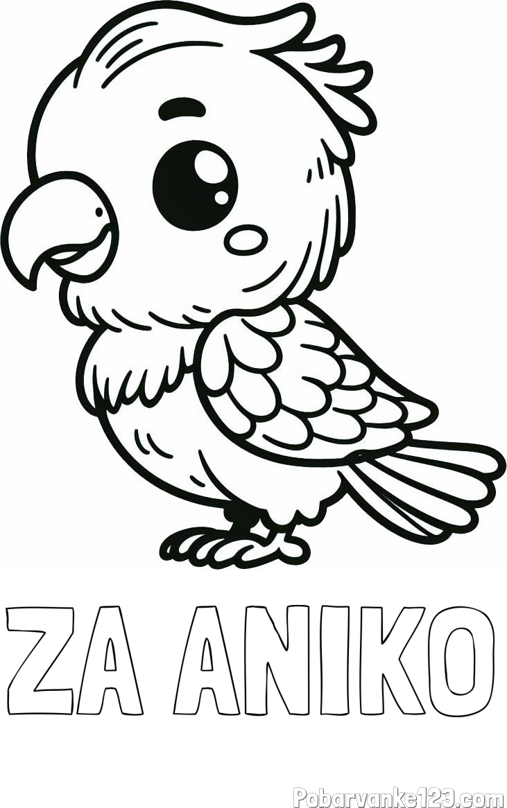 Pobarvanka imena ZA ANIKO in pobarvanka ljubkega papagaja