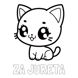 Online izdelana pobarvanka - Pobarvanka imena ZA JURETA in pobarvnaka ljubke muce v anime slogu