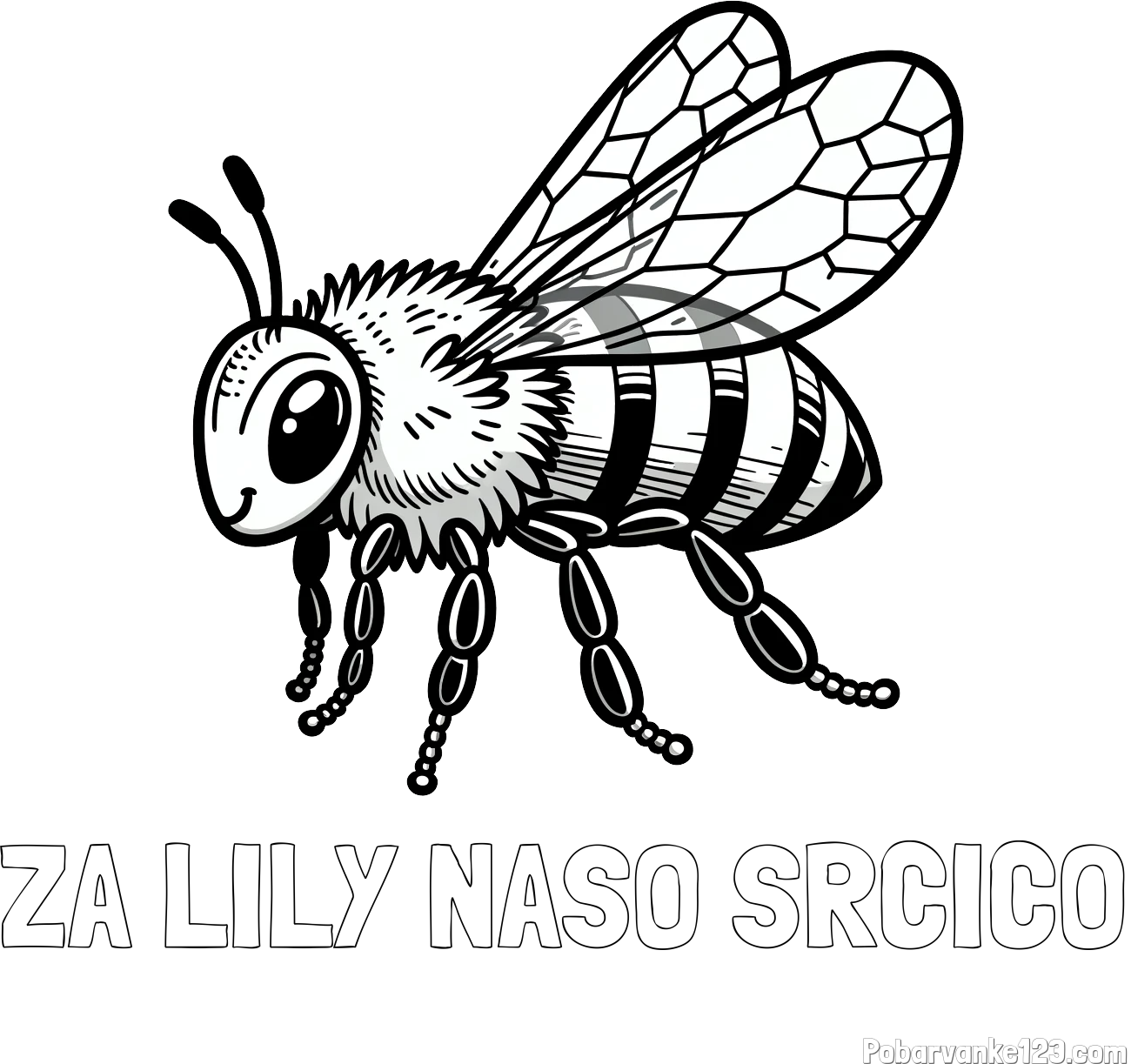 Pobarvanka imena ZA LILY NAŠO SRČICO in otroška pobarvanka čebele (realistična)