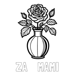 Online izdelana pobarvanka - Pobarvanka imena ZA    MAMI in pobarvanka čudovite vrtnice v vazi