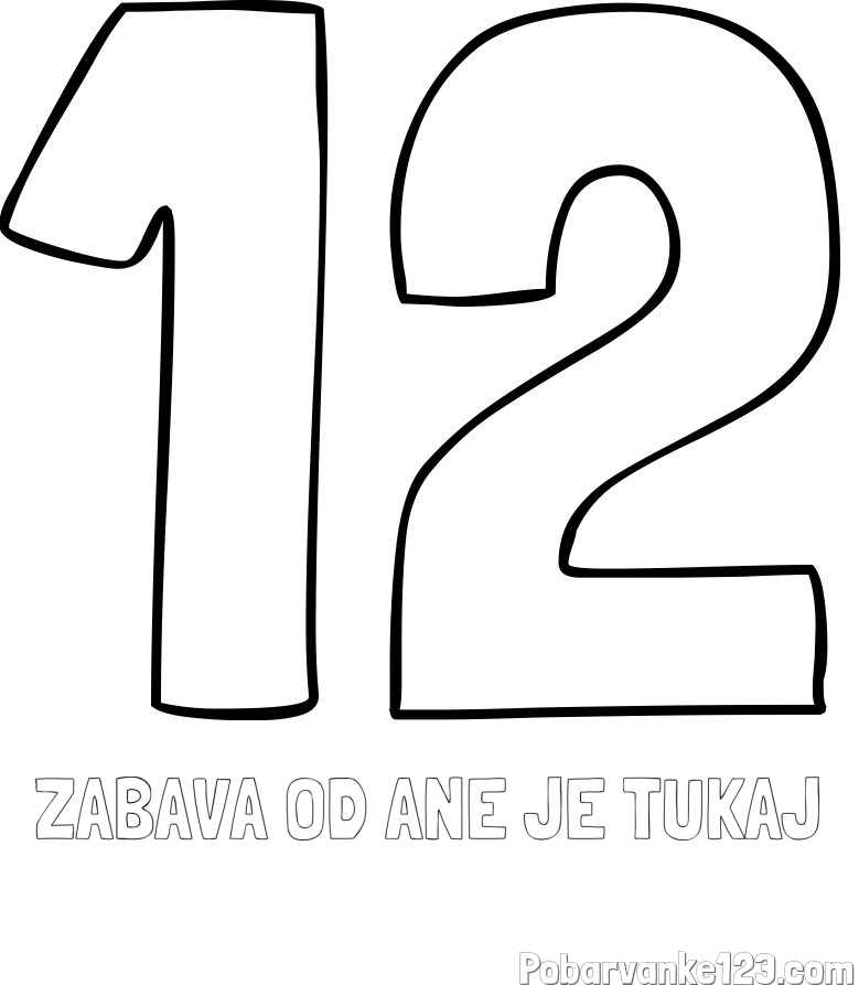 Pobarvanka imena ZABAVA OD ANE JE TUKAJ in pobarvanka številke dvanajst (12)