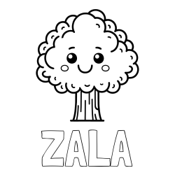 Online izdelana pobarvanka - Pobarvanka imena ZALA in otroška pobarvanka drevesa