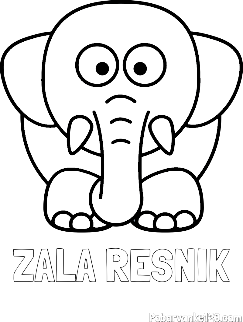 Pobarvanka imena ZALA RESNIK in pobarvanka slona