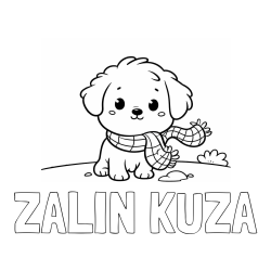 Online izdelana pobarvanka - Pobarvanka imena ZALIN KUŽA in pobarvanka prikupnega psička