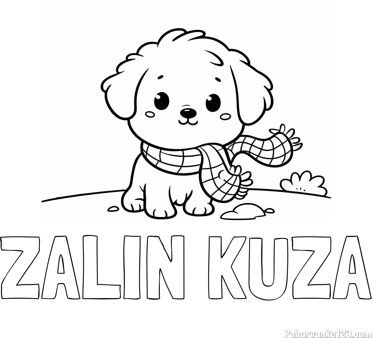 Pobarvanka imena ZALIN KUŽA in pobarvanka prikupnega psička