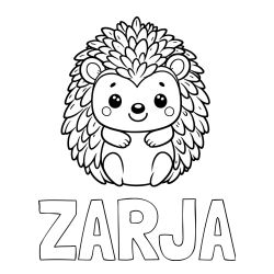 Pobarvanka imena ZARJA ter ježka