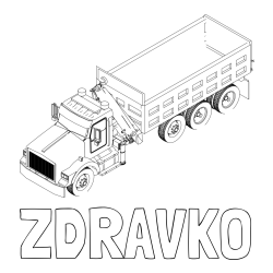 Online izdelana pobarvanka - Pobarvanka imena ZDRAVKO in pobarvanka velikega tovornjaka z dvigalko za nakladanje